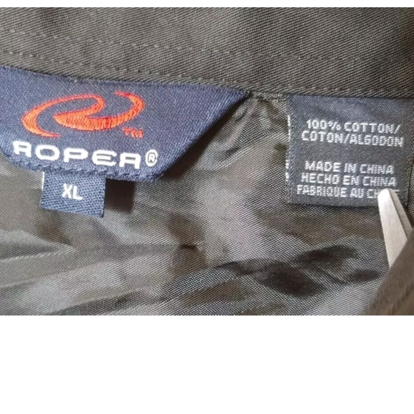 Roper Rockabilly Pearl Snap Shirt Men XL Embroidered Patch Flames Smiley Pockets - Picture 9 of 10